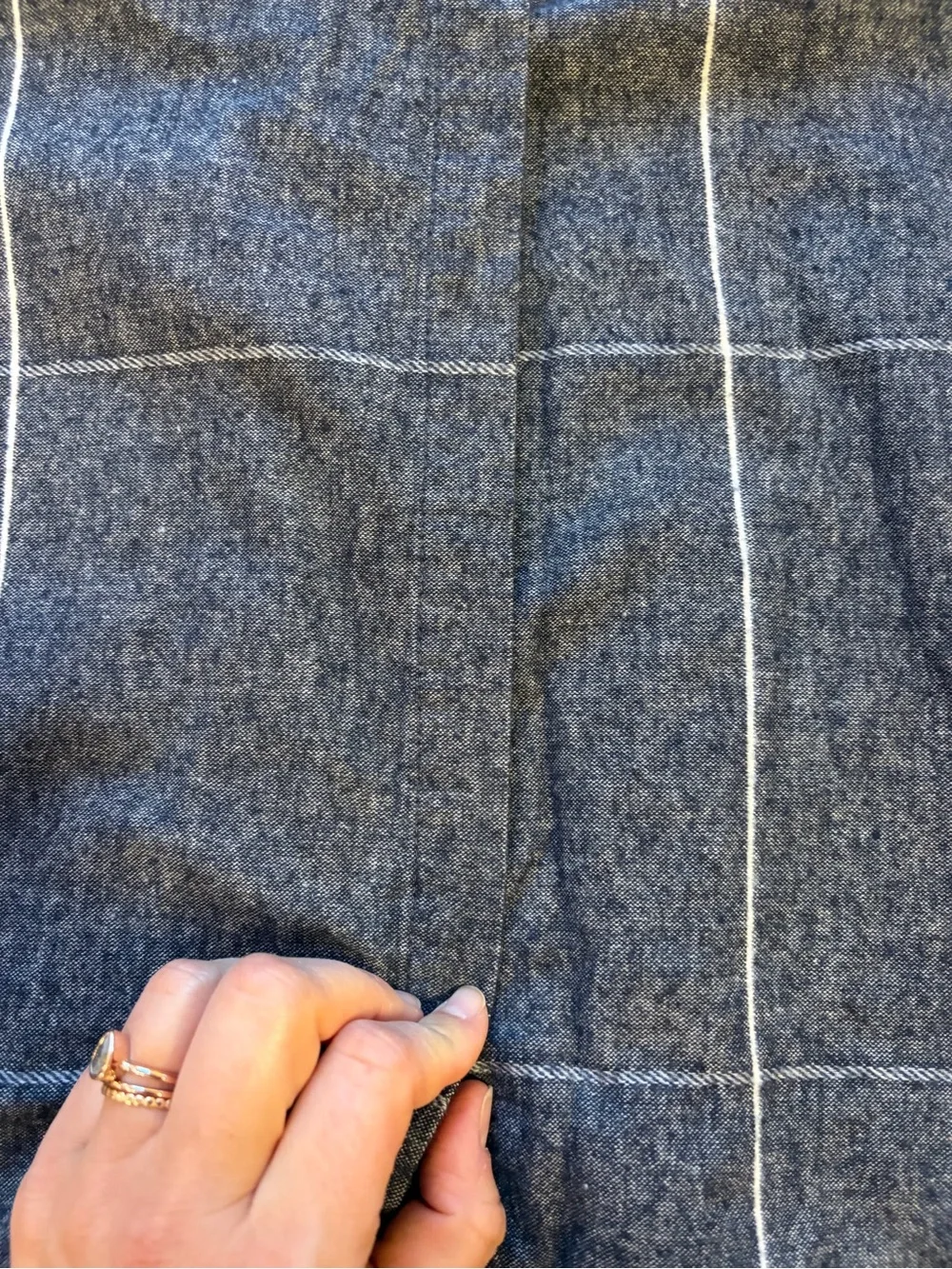West Elm Windowpane Euro Sham Pillow Cover Navy Blue White Plaid Check Heathered